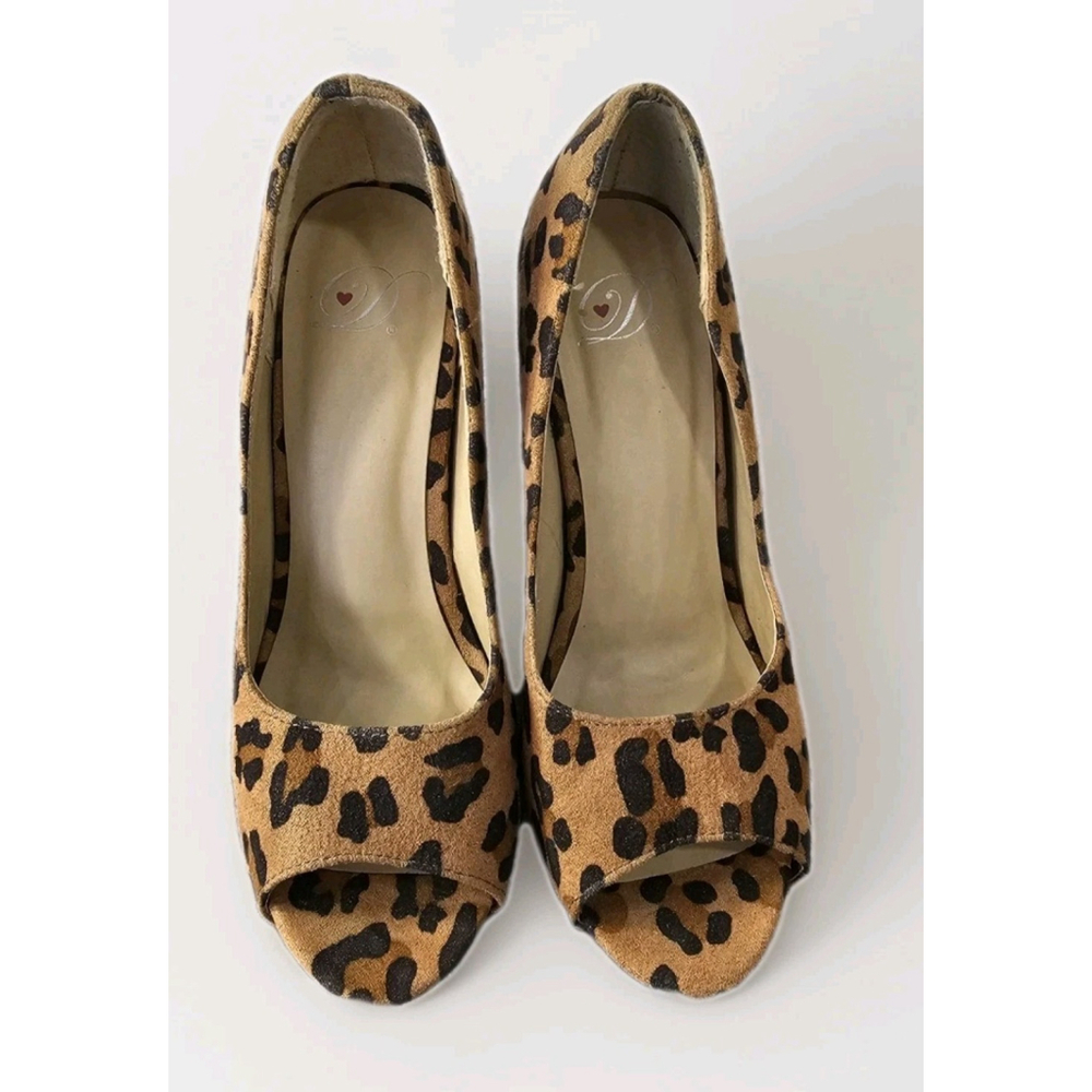 Leopard women wedges Open Toe Shoes Size 5 - Picture 4 of 10